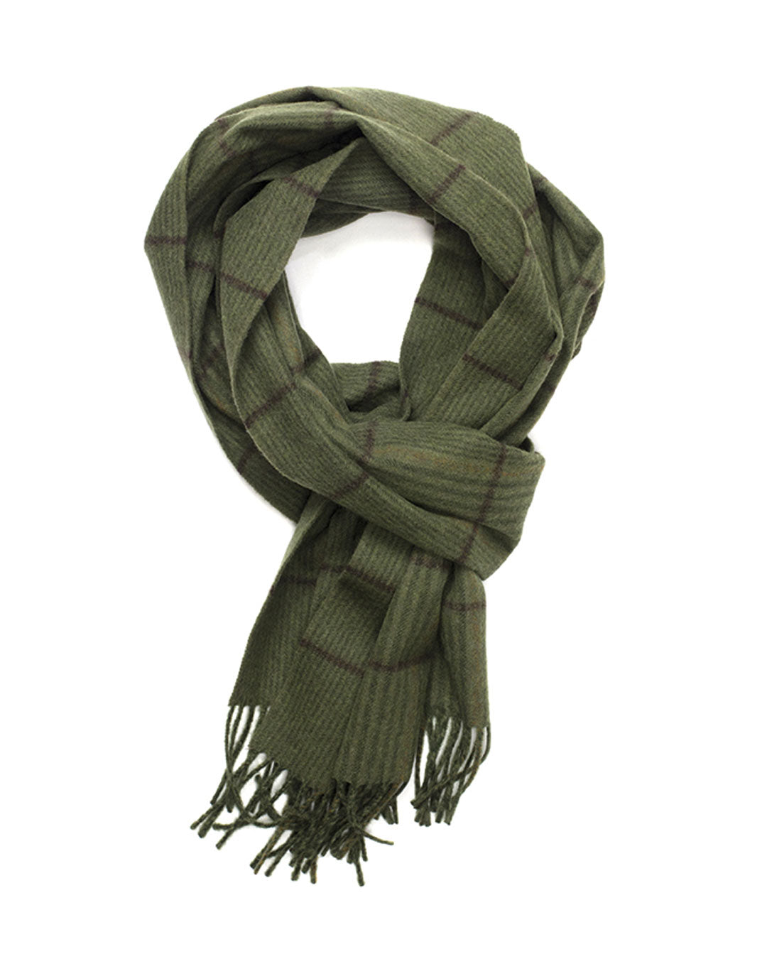 Escorial Plaid Brushed Scarf - Olive x Brown
