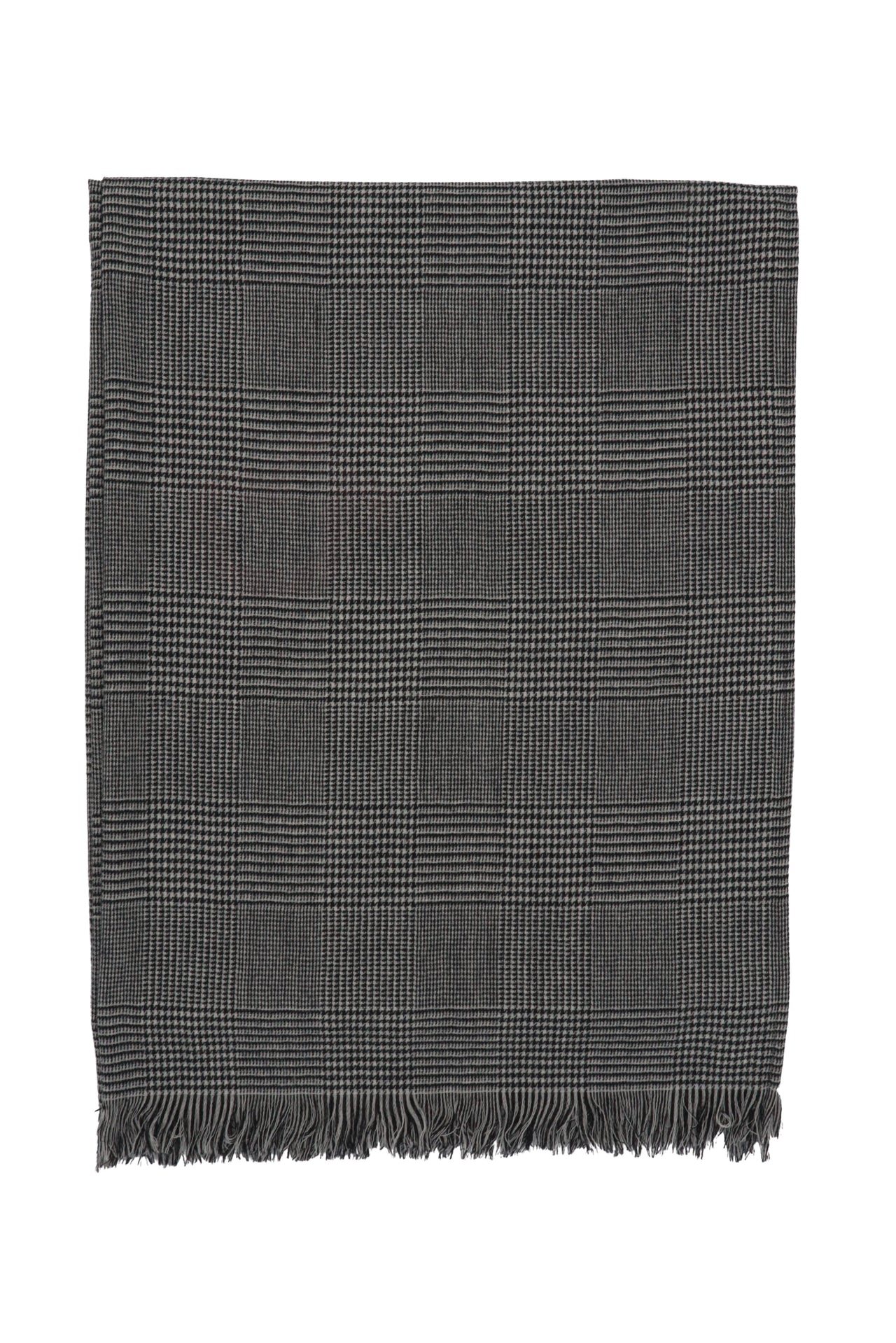 Prince of Wales Check Escorial Wool Stole - Black x White