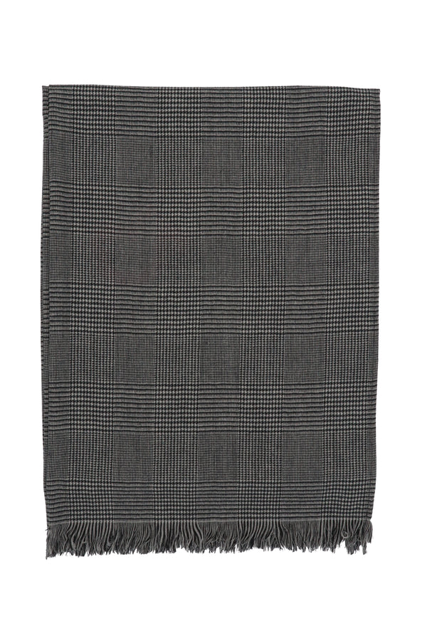 Prince of Wales Check Escorial Wool Stole - Black x White