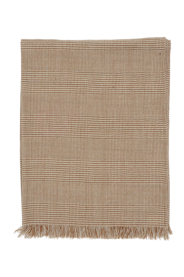 Prince of Wales Check Escorial Wool Stole - Caramel