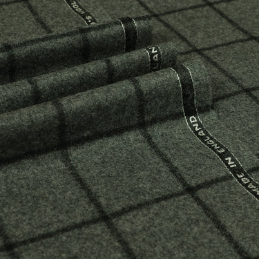Grey Bold Windowpane Suiting Fabric Check Super 120's Wool Flannel