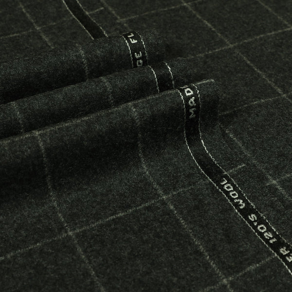 Oxbridge Flannel - Windowpane Check Super 120's Wool Flannel
