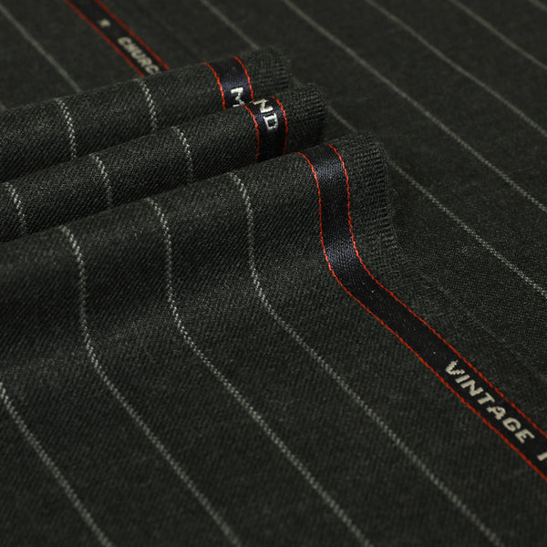 Wide Chalk Stripe 100% Wool Suiting Fabric