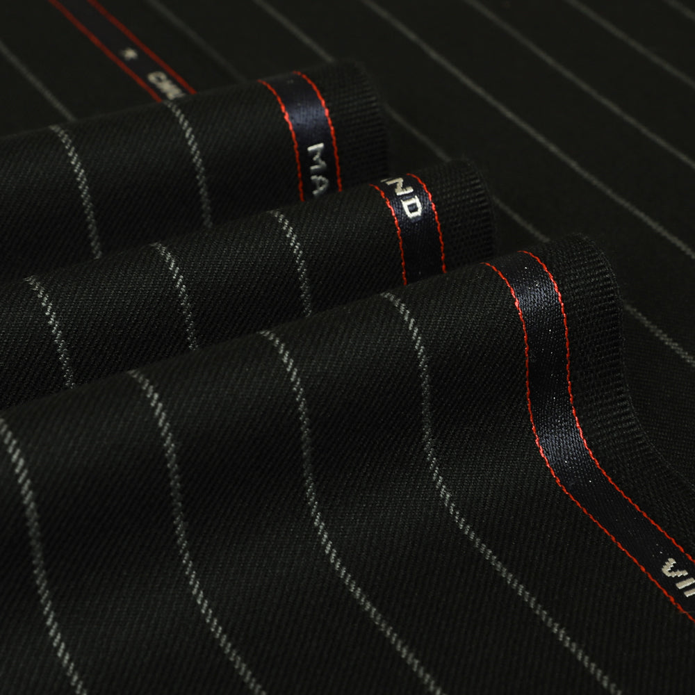 Wide Chalk Stripe 100% Wool Suiting Fabric