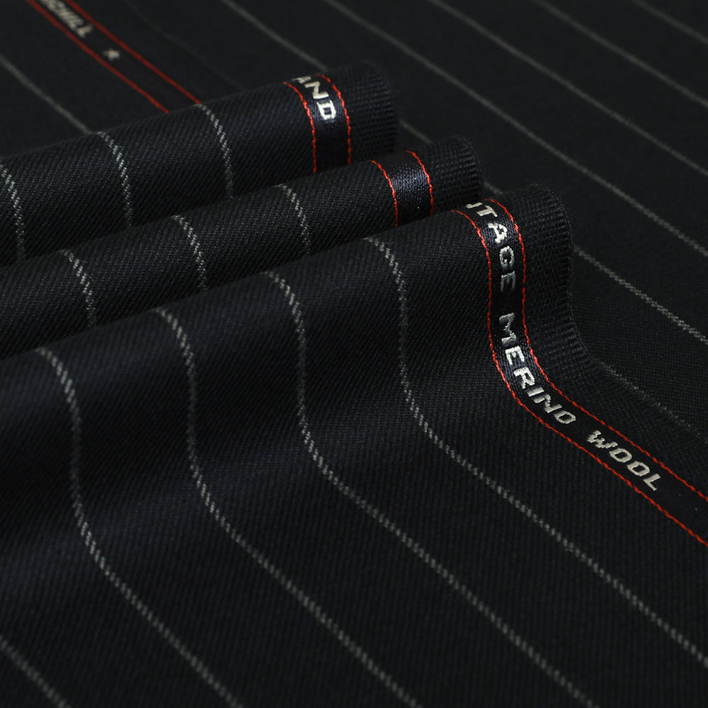 Wide Chalk Stripe 100% Wool Suiting Fabric