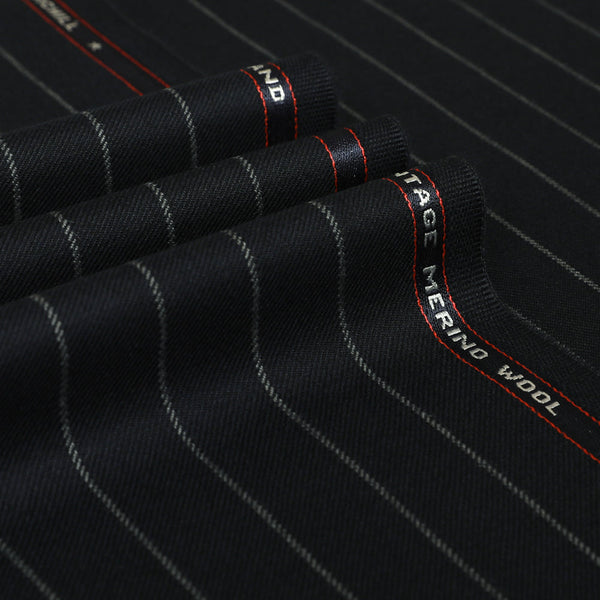 Wide Chalk Stripe 100% Wool Suiting Fabric