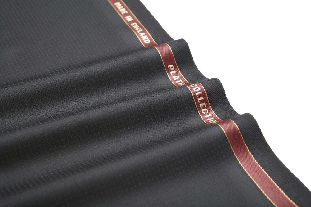 Black Dobby Spot Super 200's Wool Suiting Fabric