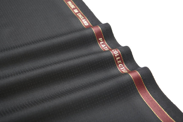 Black Dobby Spot Super 200's Wool Suiting Fabric
