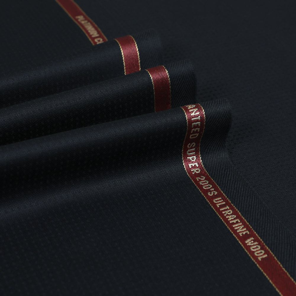 Midnight Dobby Spot Super 200's Wool Suiting Fabric