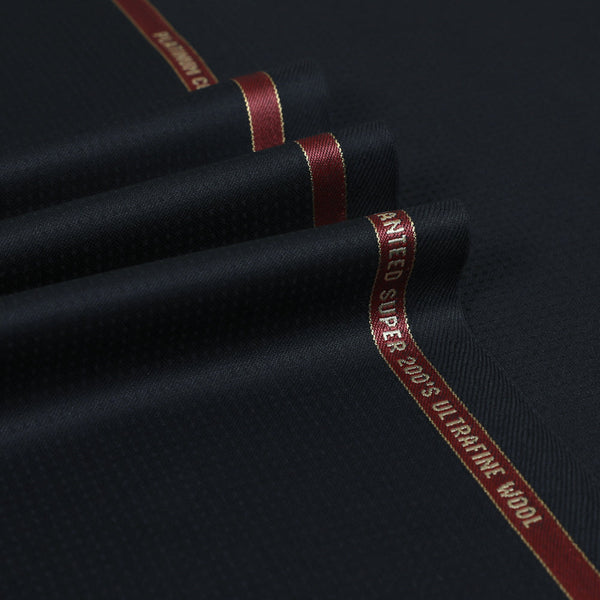 Midnight Dobby Spot Super 200's Wool Suiting Fabric