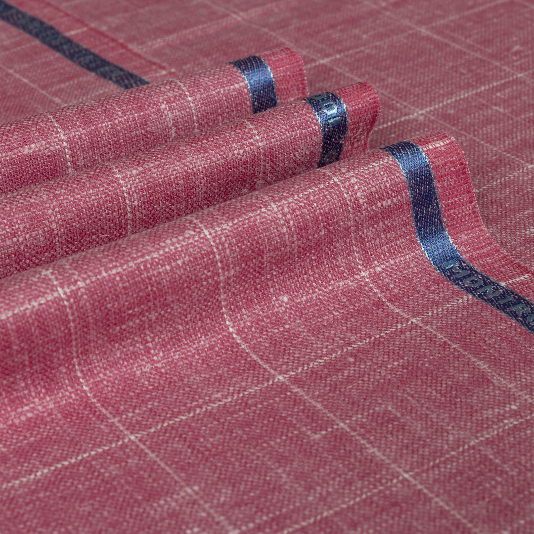 Small Windowpane Wool Silk Linen Jacketing