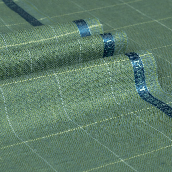 Small Windowpane Wool Silk Linen Jacketing