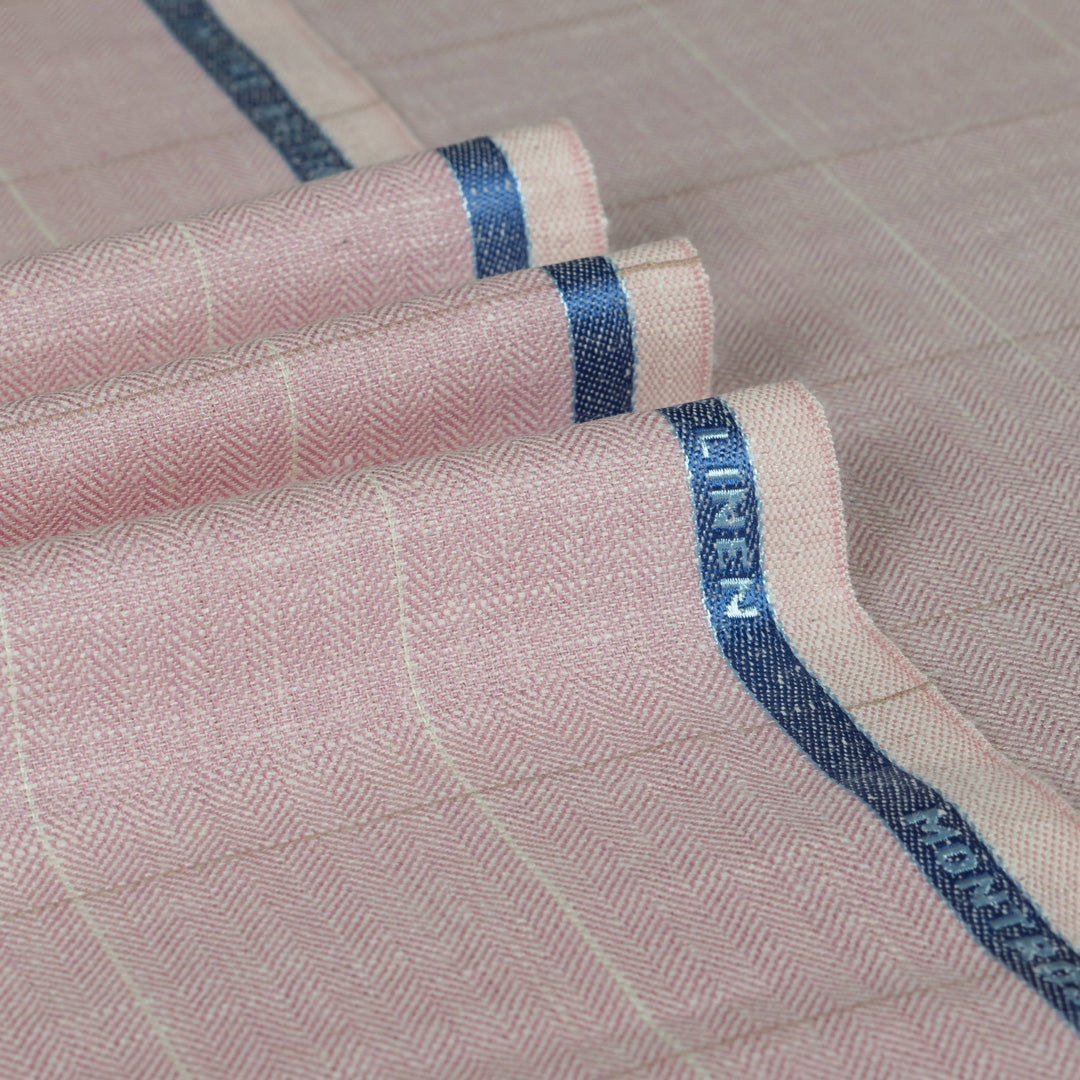 Two Tone Windowpane Herringbone Wool Silk Linen Jacketing