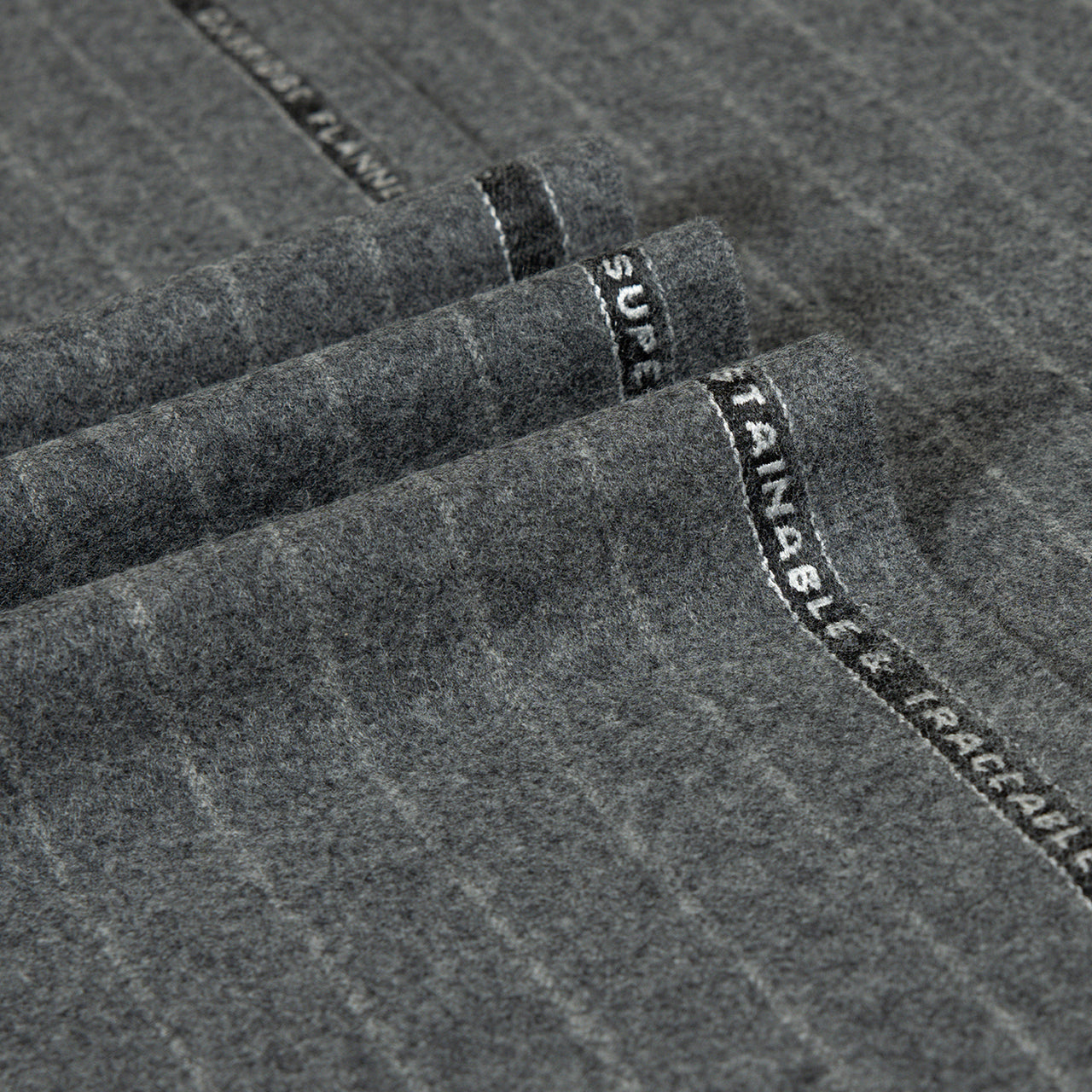 Oxbridge Flannel - Wide Chalk Stripe Suiting 100% Super 120's Wool