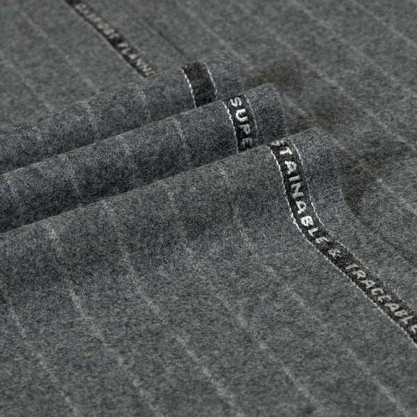 Oxbridge Flannel - Wide Chalk Stripe Suiting 100% Super 120's Wool