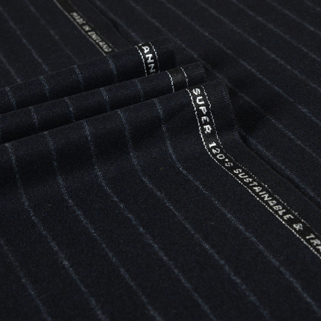 Oxbridge Flannel - Wide Chalk Stripe Suiting 100% Super 120's Wool