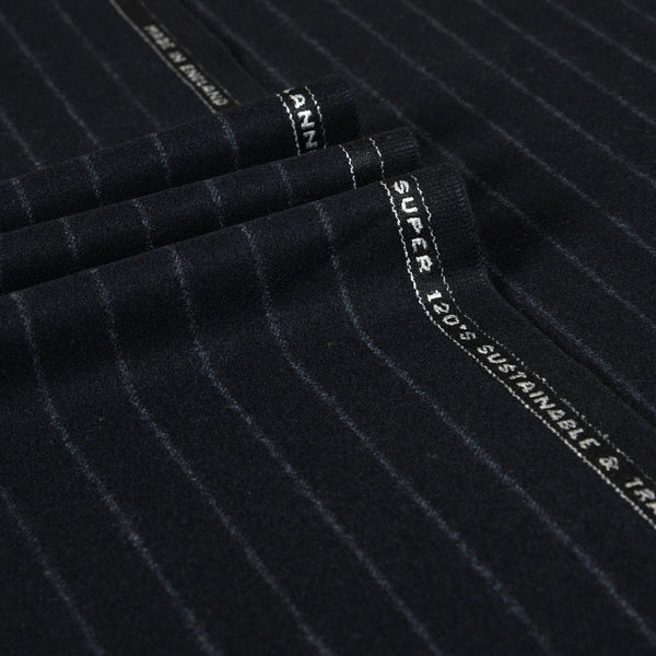 Oxbridge Flannel - Wide Chalk Stripe Suiting 100% Super 120's Wool