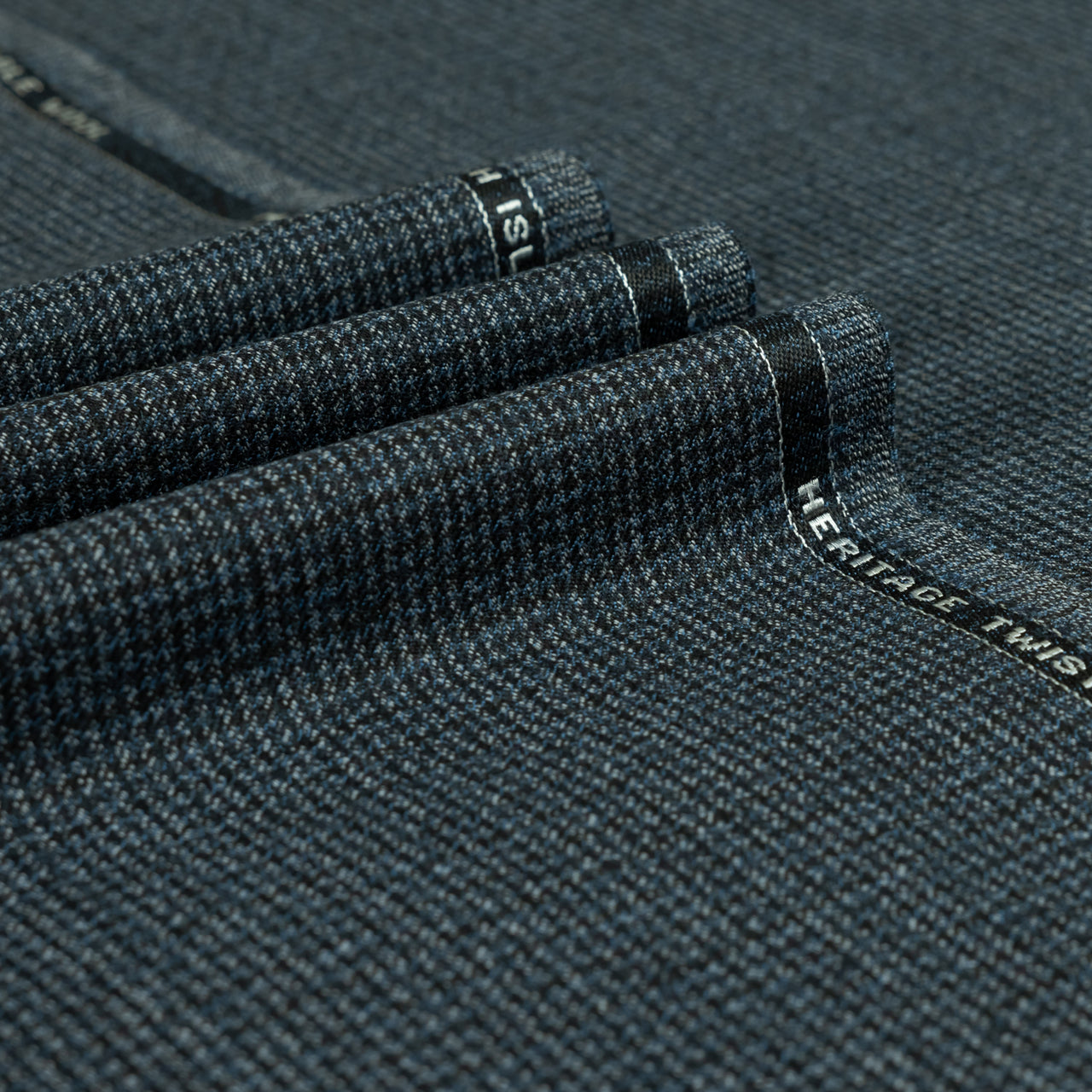 Blue Dogtooth 100% Merino Wool Mid Weight Suiting Fabric