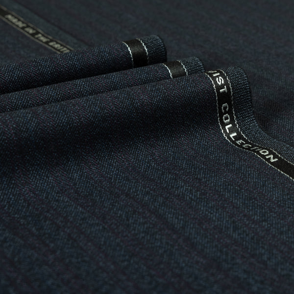 Midnight Blue Classic Stripe 100% Merino Wool Mid Weight Suiting Fabric