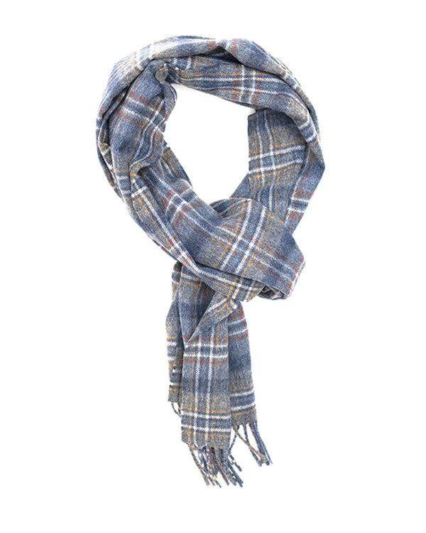 Escorial Checked Brushed Scarf - Medium Grey
