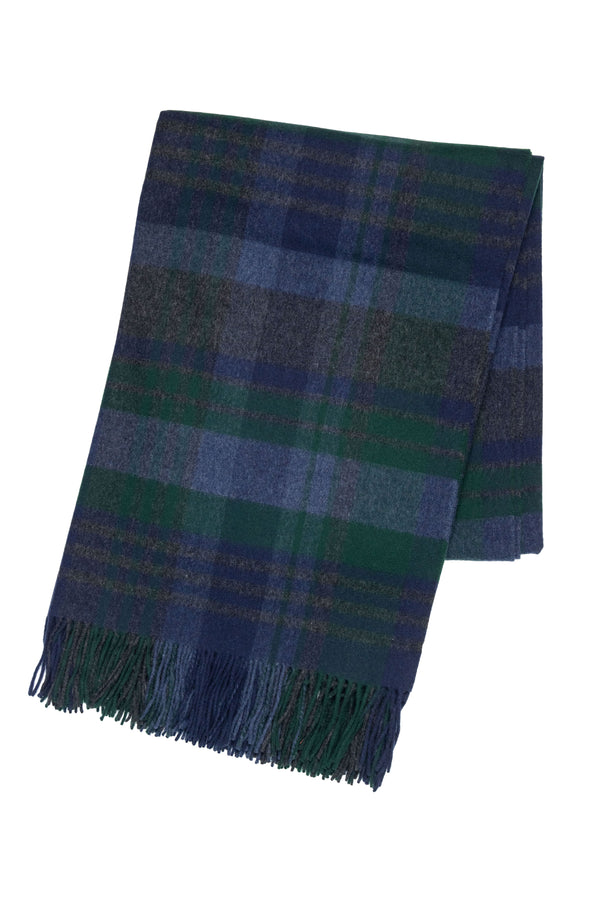 Classic Check Escorial Wool Throw - Blue x Grey x Green