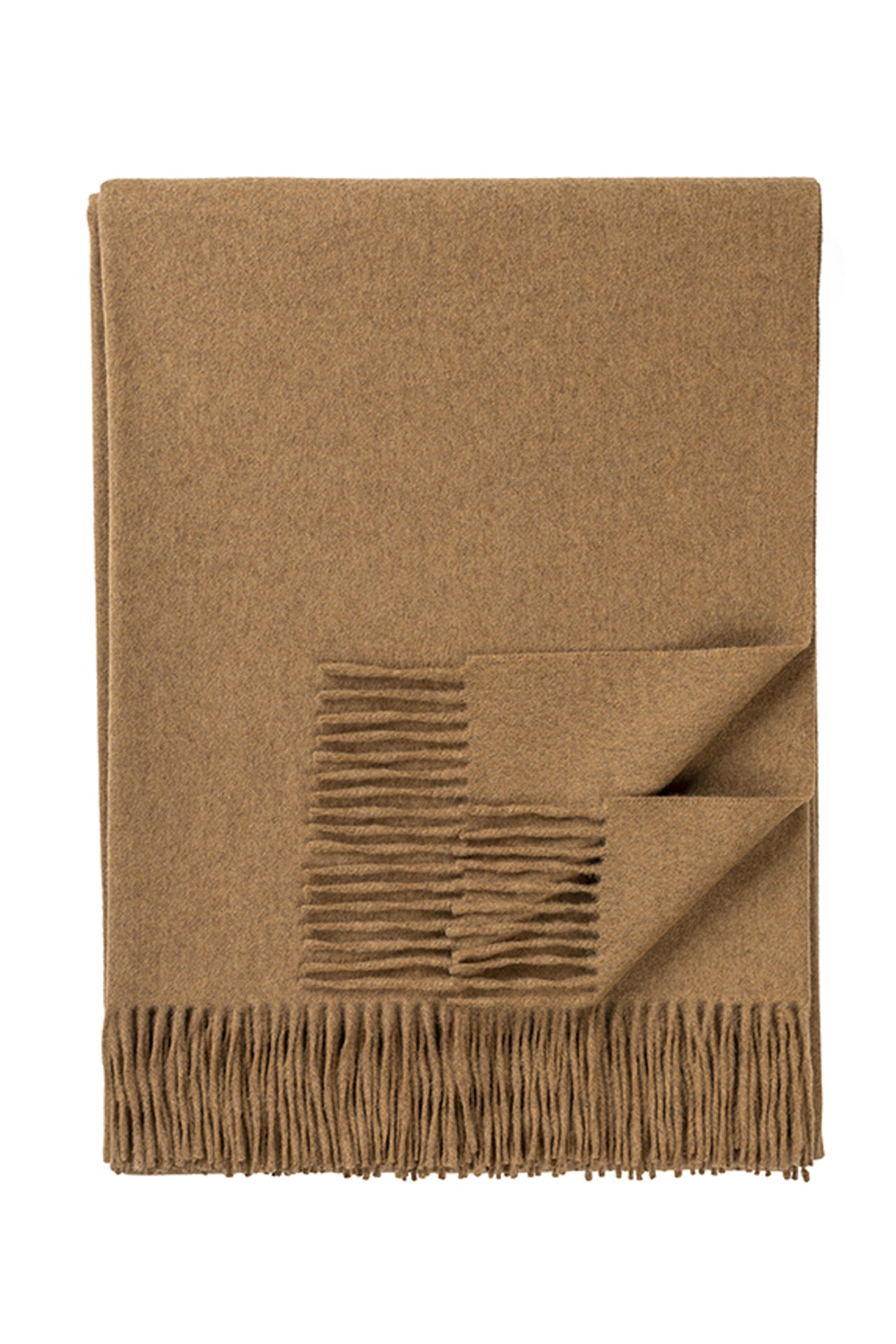 Plain Escorial Wool Throw - Camel
