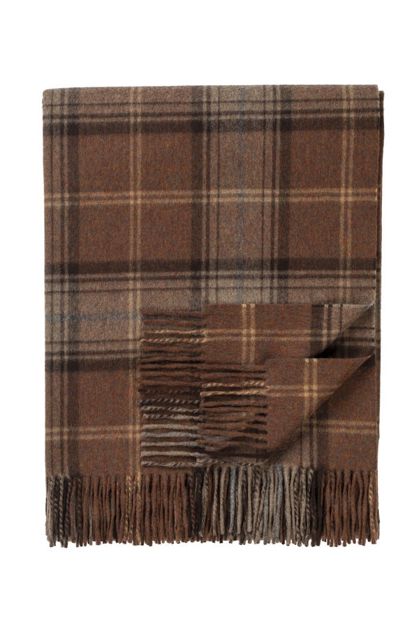 Classic Check Escorial Wool Throw - Brown x Fawn