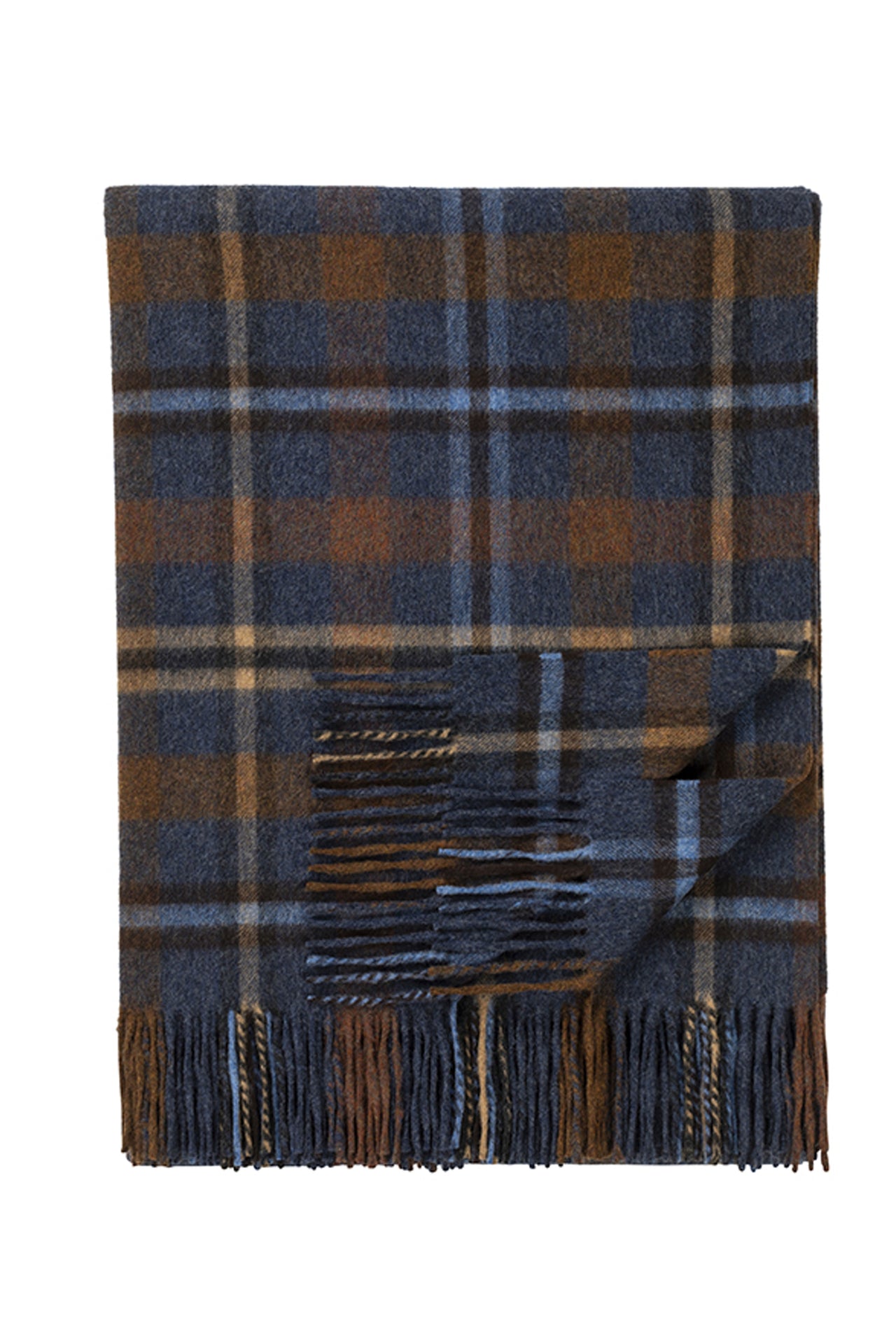 Classic Check Escorial Wool Throw - Brown x Blue