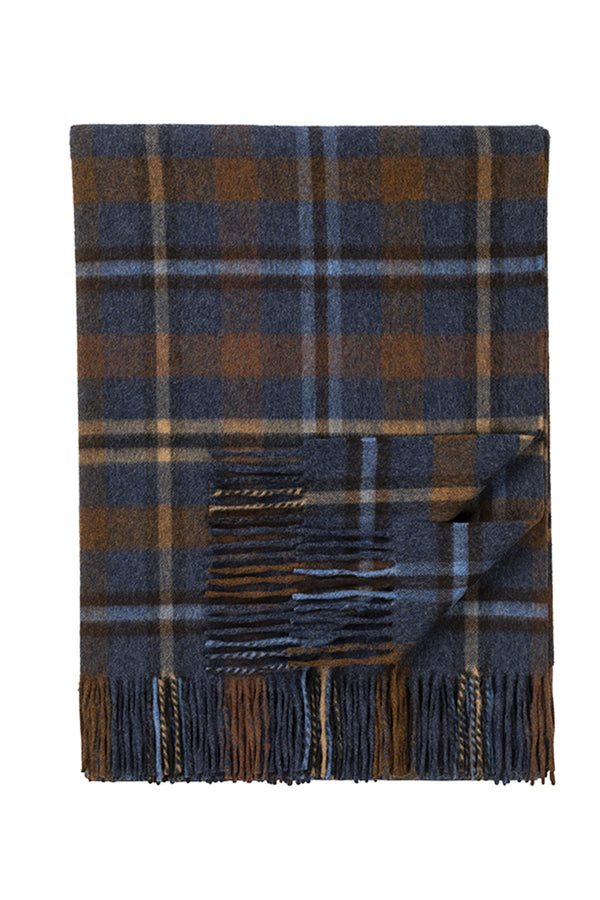 Classic Check Escorial Wool Throw - Brown x Blue