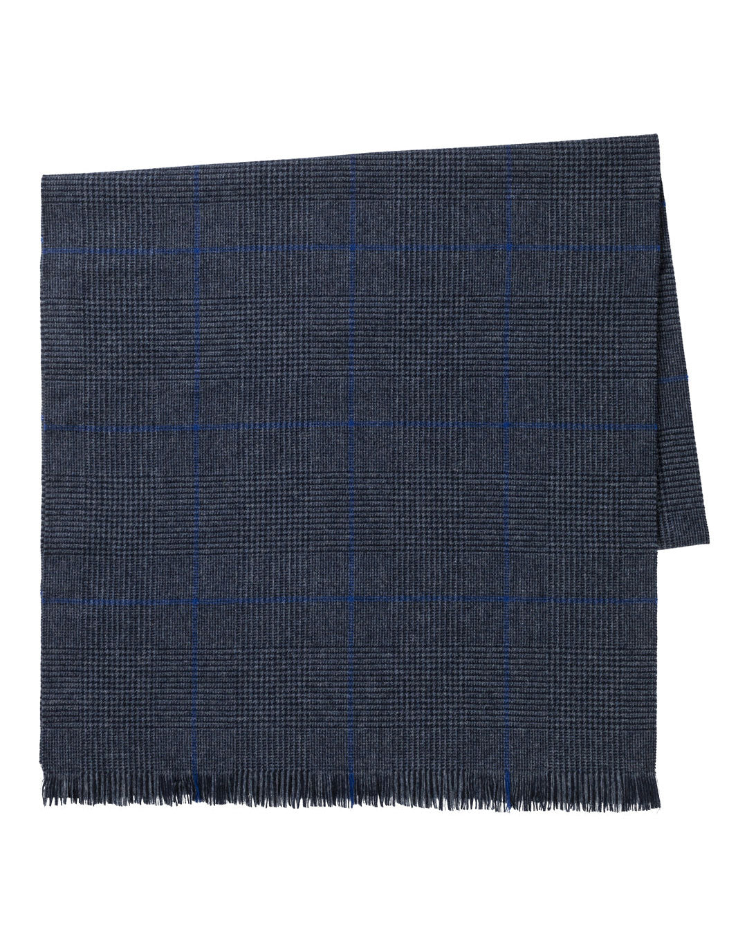 Escorial Prince of Wales Featherweight Wide Scarf - Navy Blue