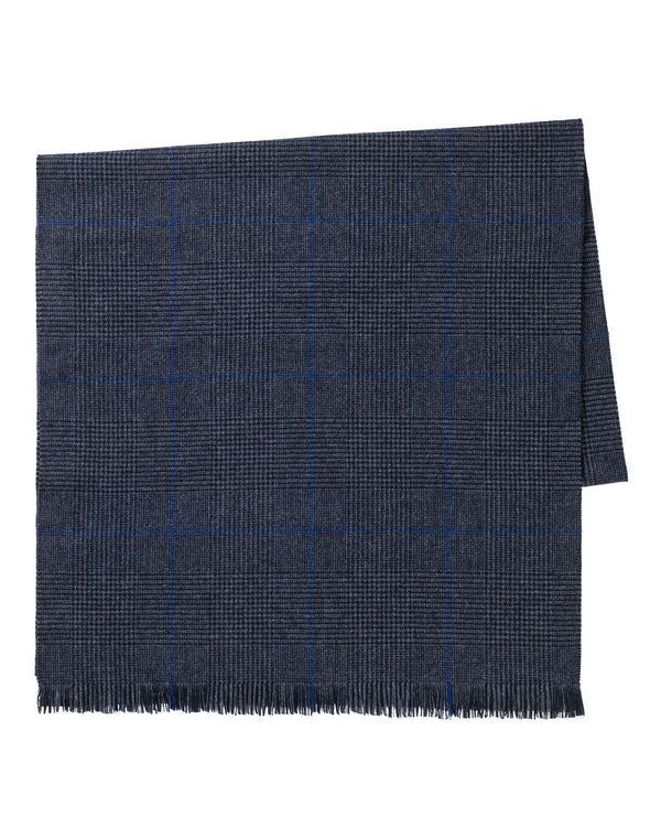 Escorial Prince of Wales Featherweight Wide Scarf - Navy Blue