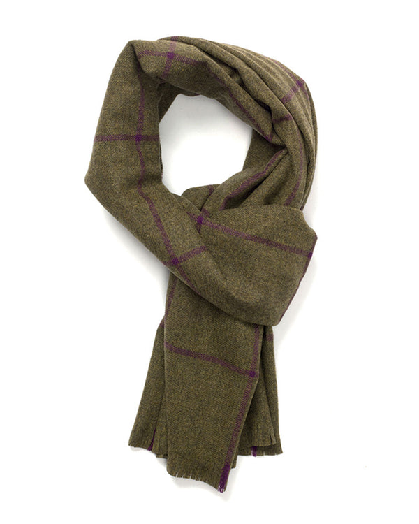Escorial Windowpane Featherweight Wide Scarf - Purple