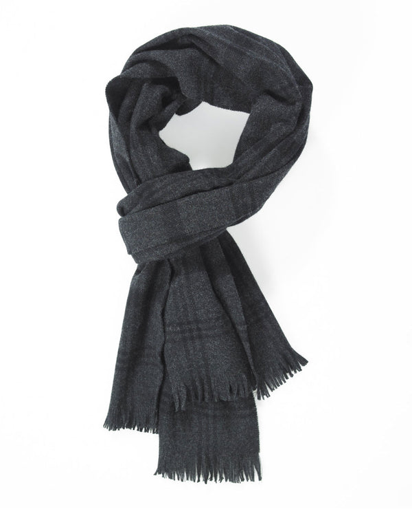 Escorial Plaid Featherweight Wide Scarf - Charcoal