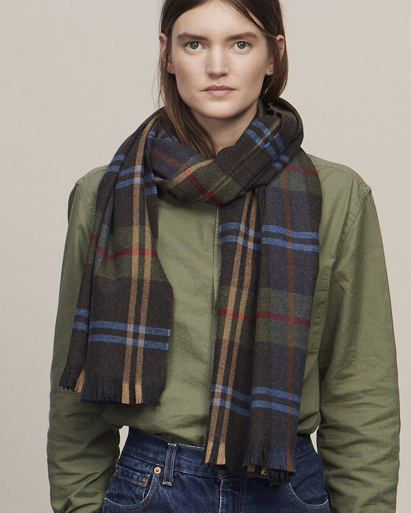 Escorial Tweed Featherweight Wide Scarf - Charcoal