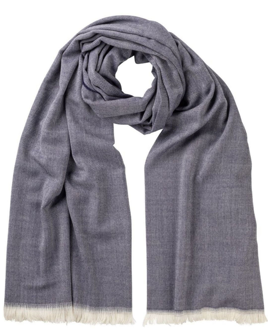 Escorial Herringbone Featherweight Stole - Denim Blue