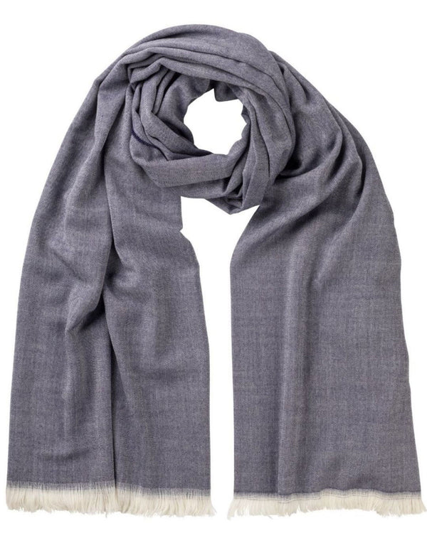 Escorial Herringbone Featherweight Stole - Denim Blue