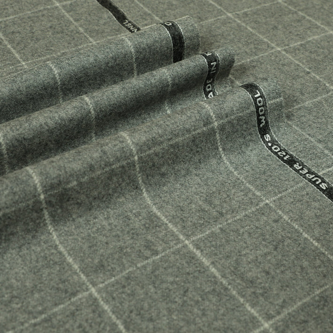 Oxbridge Flannel - Windowpane Check Suiting 100% Super 120's Wool