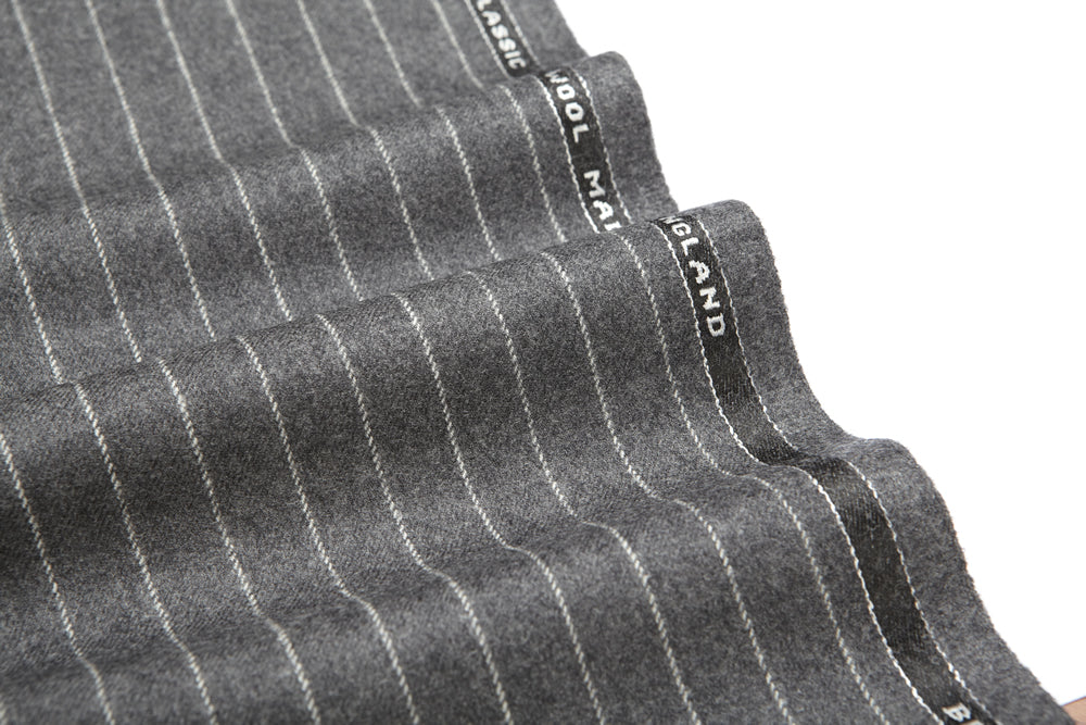 Chalk Stripe 100% Wool Flannel