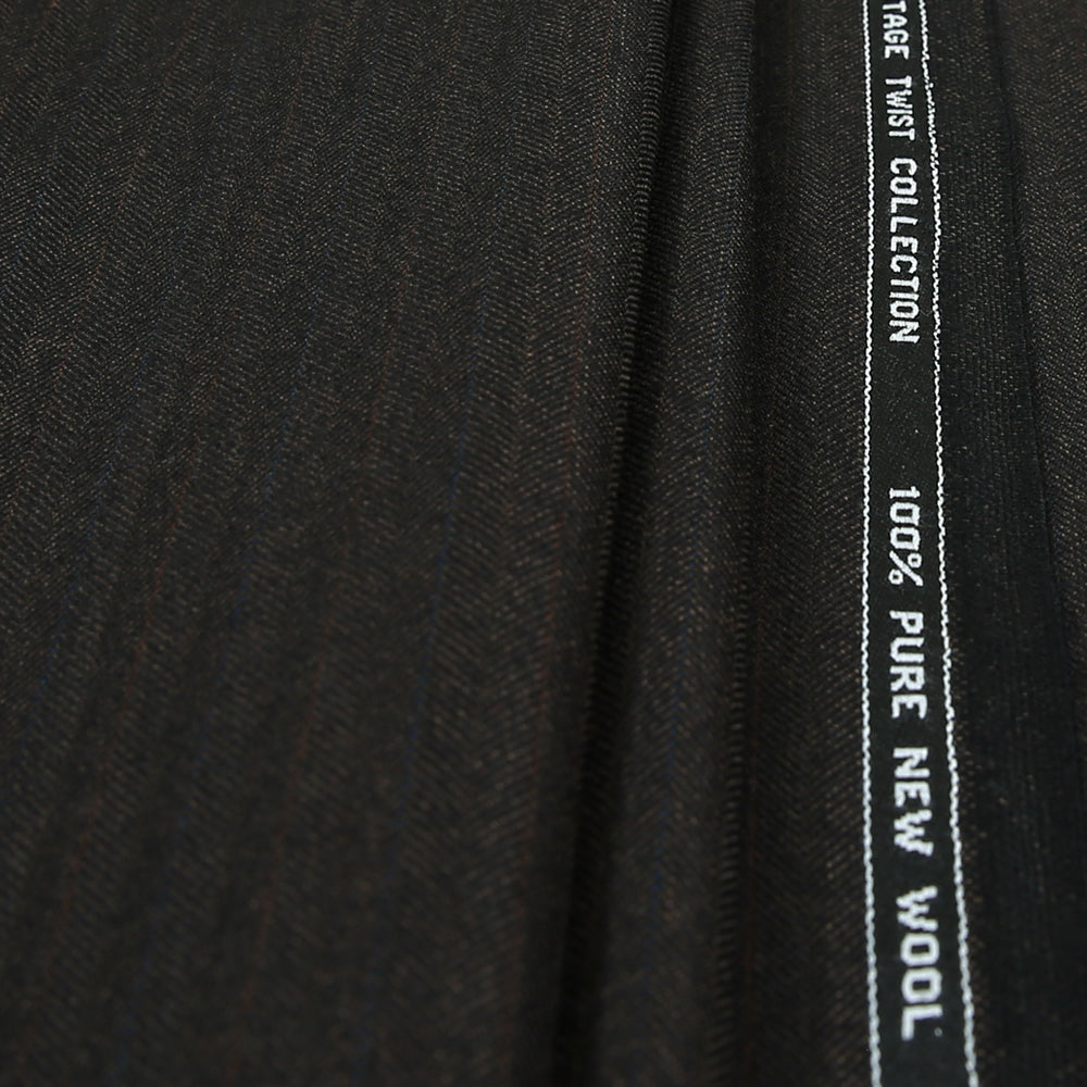 Herringbone with Coloured Stripe 100% Merino Wool
