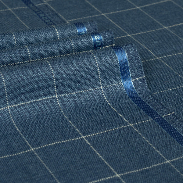 Small Windowpane Wool Silk Linen Jacketing
